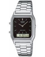 AQ-230A-1DMQYES Casio Retro Uhr schwarzes Ziffernblatt Digital