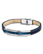 Leder Edelstahl Armband LS1809-2/2 Lotus Style blau 21 cm