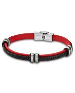 Leder Armband LS1829-2/3 Lotus Style rot 21 cm