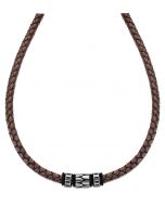 Lotus Style Herren Leder Halskette LS2068-1/1 Kordel braun geflochten Anhänger