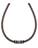 Lotus Style Herren Leder Halskette LS2068-1/1 Kordel braun geflochten Anhänger