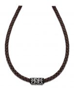 Lotus Style Herren Leder Halskette LS2069-1/1 Kordel braun geflochten Anhänger