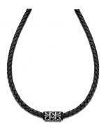 Lotus Style Herren Leder Halskette LS2069-1/2 Kordel schwarz geflochten Anhänger