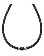Lotus Style Herren Leder Halskette Kordelkette LS2070-1/2 schwarz