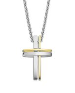 Herren Halskette mit Doppel Kreuz Bicolor Kette Lotus Style LS1984-1/2 Anhänger