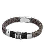 Lotus Style Herren Armband Leder flach grau LS2037-2/2 Edelstahl