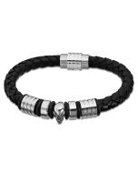 Lotus Style Herren Leder Armband Totenkopf schwarz Kordel LS2042-2/2