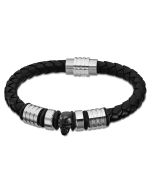 Lotus Style Herren Leder Armband Totenkopf schwarz Kordel LS2042-2/3