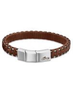 Lotus Style Herren Leder Armband flach braun LS2053-2/1 Edelstahlseil