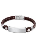 Lotus Style Herren Armband Leder braun LS2103-2/1 zweireihig Edelstahlplatte