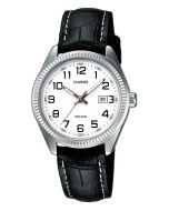 Casio Damenuhr LTP-1302PL-7BVEG Lederarmband schwarz