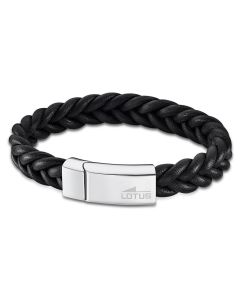 Lotus Style Herren Lederarmband schwarz geflochten LS2095-2/2