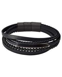 Lotus Style Lederarmband schwarz mehrreihig Herren Armband LS2144-2/4