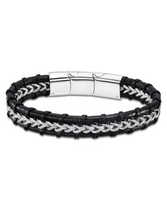 Lotus Style Leder Armband Edelstahl schwarz silber LS2198-2/1