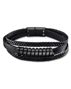 Lotus Style Lederarmband dreireihig schwarz LS2208-2/3