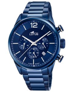 Lotus Herren Armbanduhr Edelstahlband blau Chronograph 18680/1
