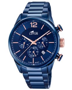 Lotus Herren Armbanduhr Edelstahlband blau Chronograph 18680/2