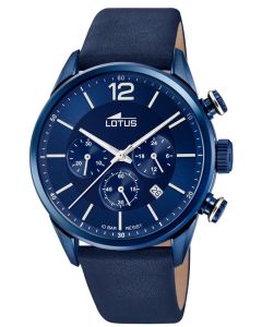 Lotus Herren Armbanduhr Lederband blau Chronograph 18681/1