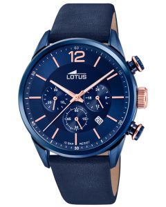 Lotus Herren Armbanduhr Lederband blau Chronograph 18681/2