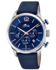 Lotus Herren Armbanduhr Lederband blau Chronograph 18689/2