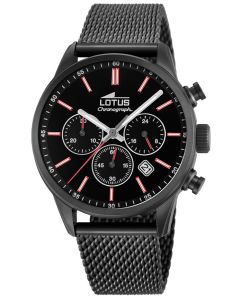 Lotus Herren Armbanduhr Edelstahlband schwarz Chronograph 18700/1