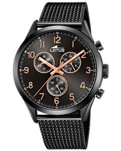 Lotus Herrenuhr Armbanduhr Edelstahlarmband schwarz 18639/1