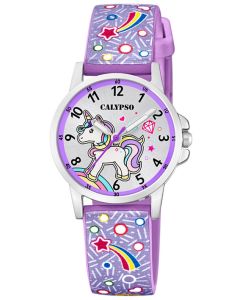 Calypso Kinder Armbanduhr Mädchen Uhr Einhorn PU-Band lila K5776/6