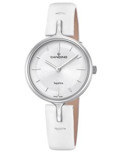 Candino Damenuhr C4648/1 Armbanduhr Lederarmband weiß