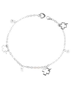 Fußkettchen Herz Kleeblatt Strass 24 cm Akzent Fußkette Fußschmuck
