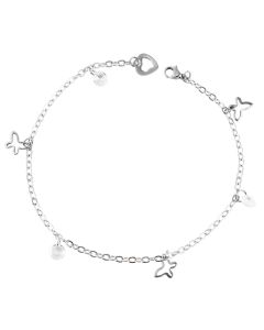 Fußkettchen Herz Schmetterling Strass 24 cm Akzent Fußkette Fußschmuck