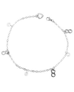 Fußkettchen Herz Schleife Strass 24 cm Akzent Fußkette Fußschmuck