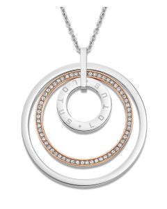 Lotus Style Damen Halskette LS2090-1/2 Strass Kreis Collier silberfarbig rosegolden Anhänger