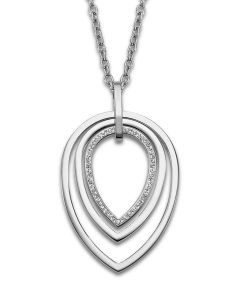 Lotus Style Damen Halskette LS2112-1/1 Strass Kreis Anhänger Collier silberfarbig Anhänger