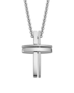 Herren Halskette mit Doppel Kreuz silberfarbig Kette Lotus Style LS1984-1/3 Anhänger