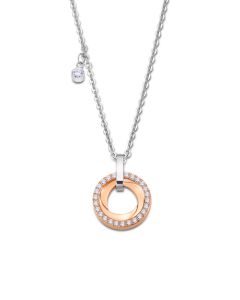 Lotus Style Damen Halskette silberfarbig Strass Ring rosegolden LS2176-1/3 Anhänger