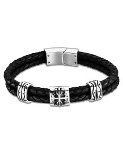 Lotus Style Herren Leder Armband schwarz zweireihig LS2041-2/2 Edelstahl