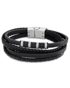 Lotus Style Lederarmband schwarz LS2101-2/1 mehrreihig Herren Armband