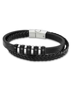 Lotus Style Lederarmband schwarz LS2102-2/1 zweireihig Herren Armband