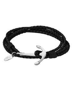 Lederarmband Zopf Armband schwarz LS1831-2/1 Anker