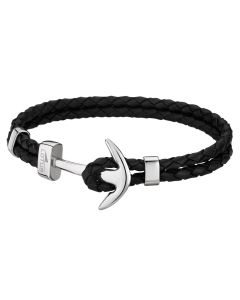 Lederarmband Doppel-Zopf Armband LS1832-2/1 schwarz Anker