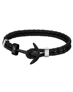 Lederarmband Doppel-Zopf Armband LS1832-2/6 schwarz Anker