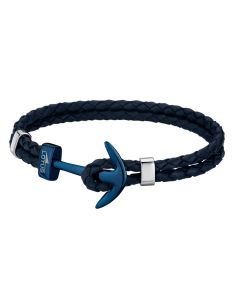 Lederarmband Doppel-Zopf Armband LS1832-2/a blau Anker