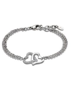 Lotus Style Armband LS1912-2/1 dreireihig doppelte Herzen Strass Armschmuck