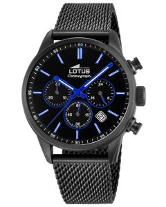 Lotus Herren Armbanduhr Milanaise Edelstahlband schwarz Chronograph 18700/3