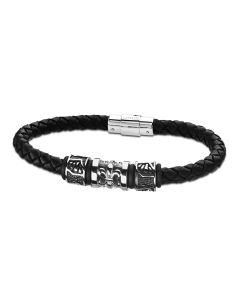 Lotus Style Armband Leder Herren schwarz LS2008-2/1 Kordel geflochten