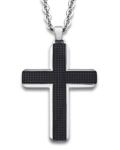 Herren Halskette mit Kreuz Kette Lotus Style LS1986-1/1 schwarz silber anhaenger