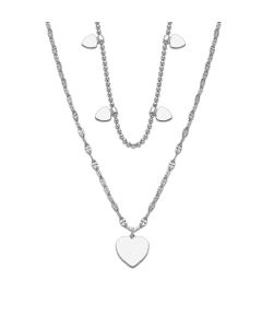 Lotus Style Doppel Halskette Herzen Collier silberfarbig LS2236-1/1 zoom