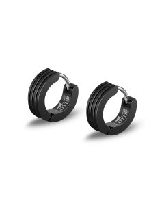 Lotus Style Herren Clapp-Creolen schwarz Edelstahl Ohrringe LS2154-4/2