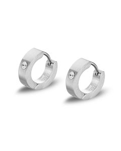 Lotus Style Herren Clapp-Creolen Edelstahl silber mit Strass Ohrringe LS2160-4/2