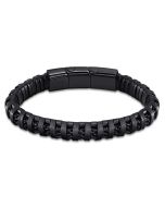 Lotus Style Herren Leder Armband Edelstahl schwarz LS2200-2/1